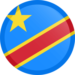 Flagge des Kongo-Kinshasa - Flag von Zaire - Flagge der Demokratischen Republik Kongo - Knopf Runde