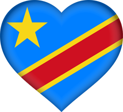 Flagge des Kongo-Kinshasa - Flag von Zaire - Flagge der Demokratischen Republik Kongo - Herz 3D