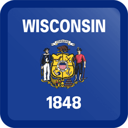 Flag of Wisconsin - Button Square